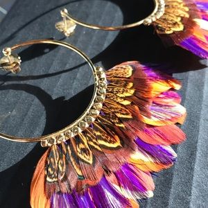 GAS Bjoux Feather Gold Hoop Earrings